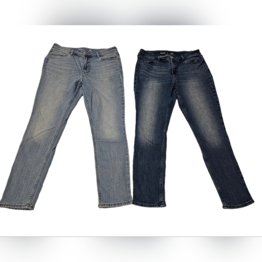 2 Pairs Old Navy High Rise Wow Super Skinny Light & Dark Wash Jeans 10 Short